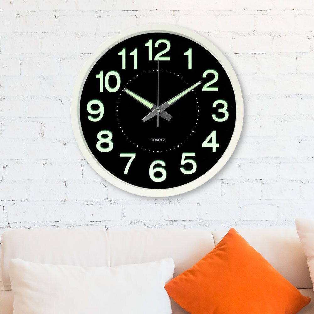 Часы настенные круглые d30см "Светящиеся", корпус белый
