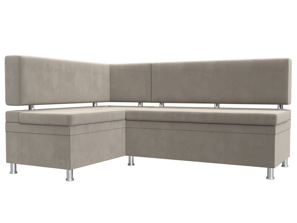 Диван кухонный угловой Стайл левый угол, Бежевый, Микровельвет, 114517L