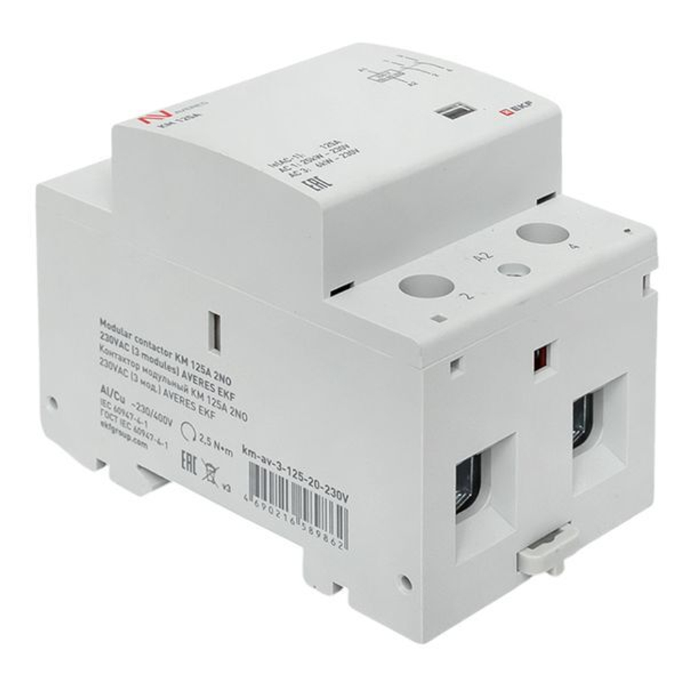 Контактор модульный EKF km-av-3-125-20-230V
