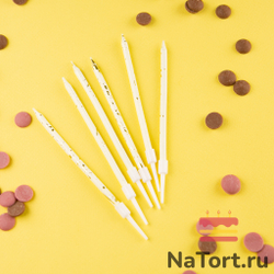 Набор свечей для торта «Гармония» (белое золото, 12 см) 6 шт