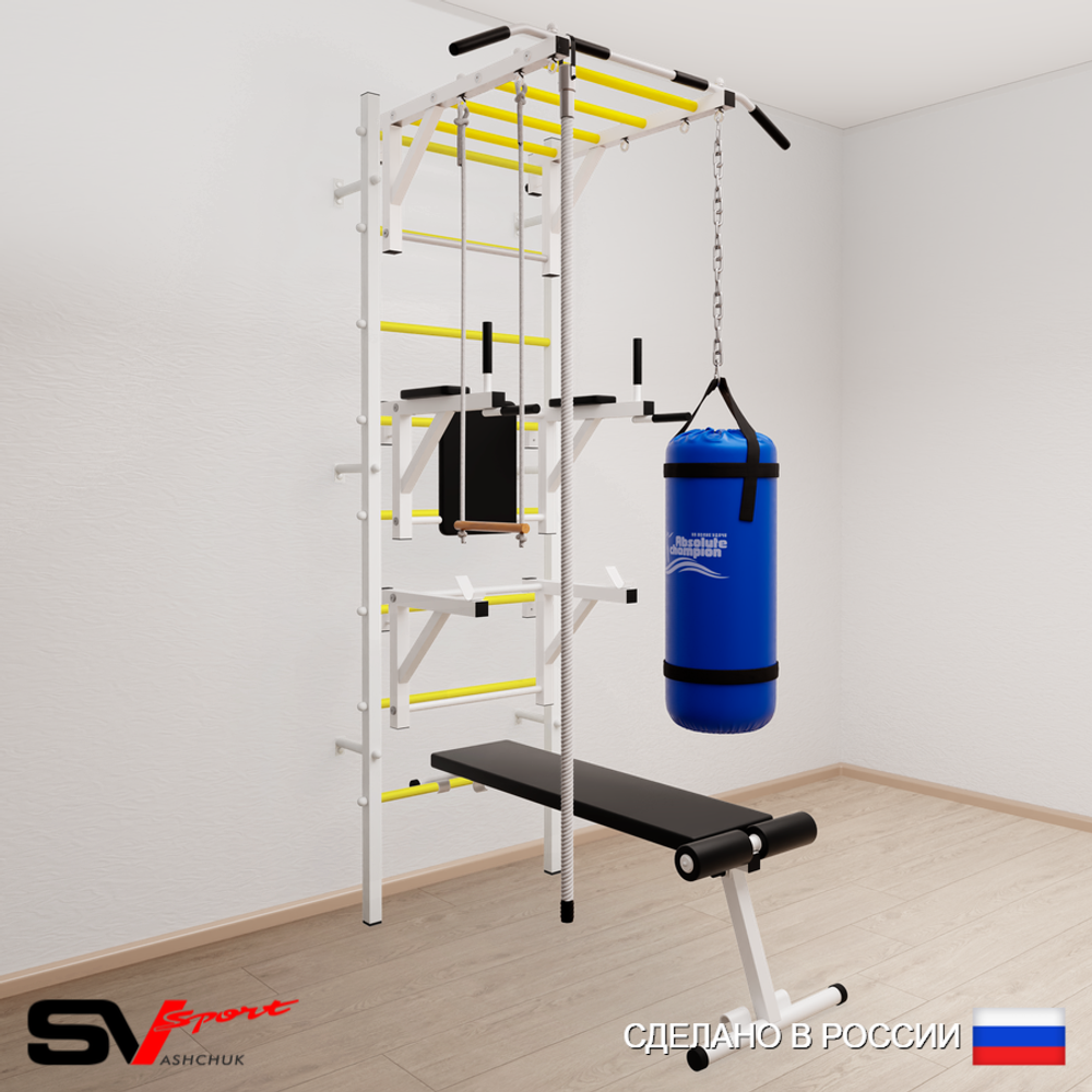 Шведская стенка Sv Sport 5662 (Турник рукоход/Брусья/Стойка/Скамья/Канат/Трапеция/Цепь/Мешок 22кг)