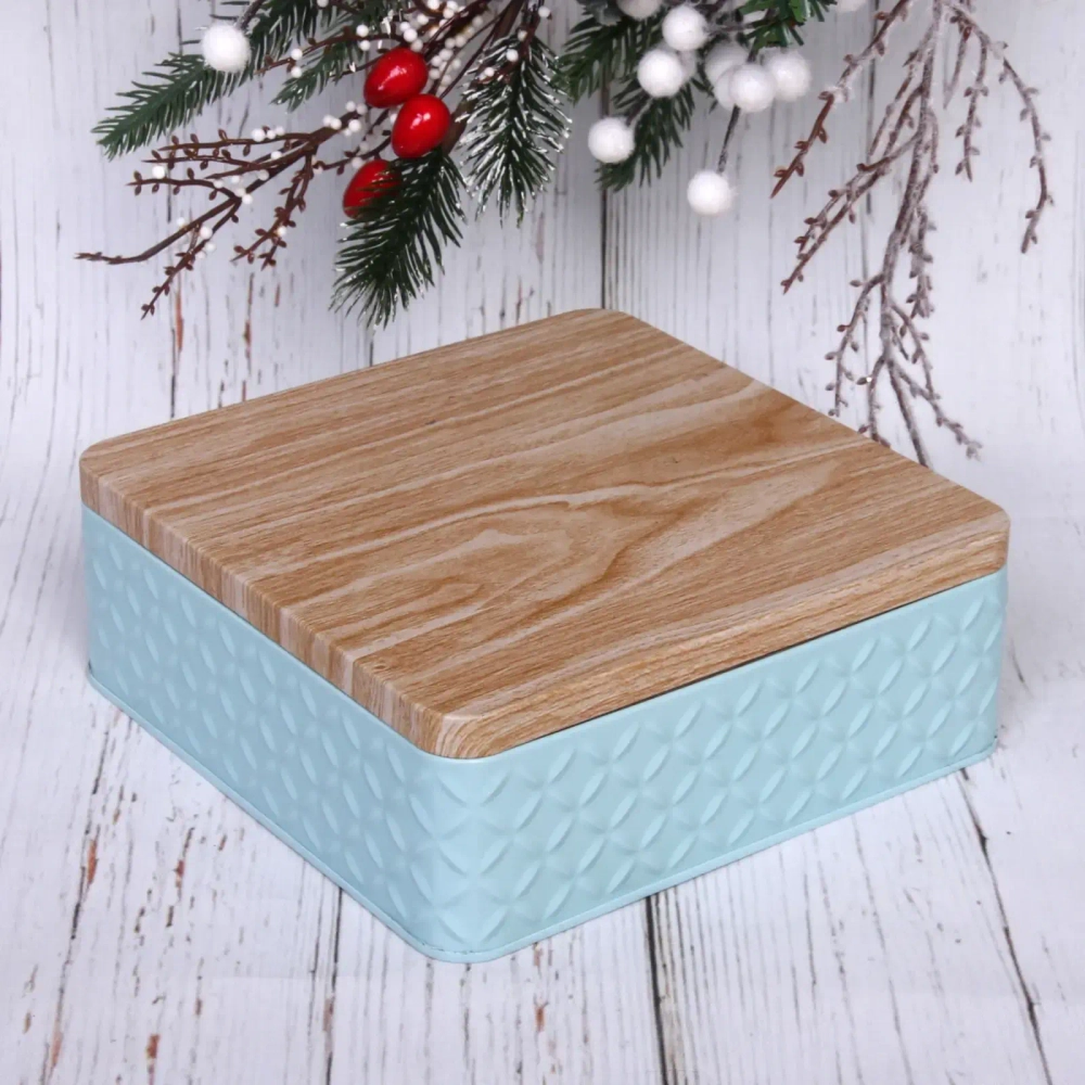 Банка жестяная «Kitchen romance» 1500мл 17*17*6cм, голубая