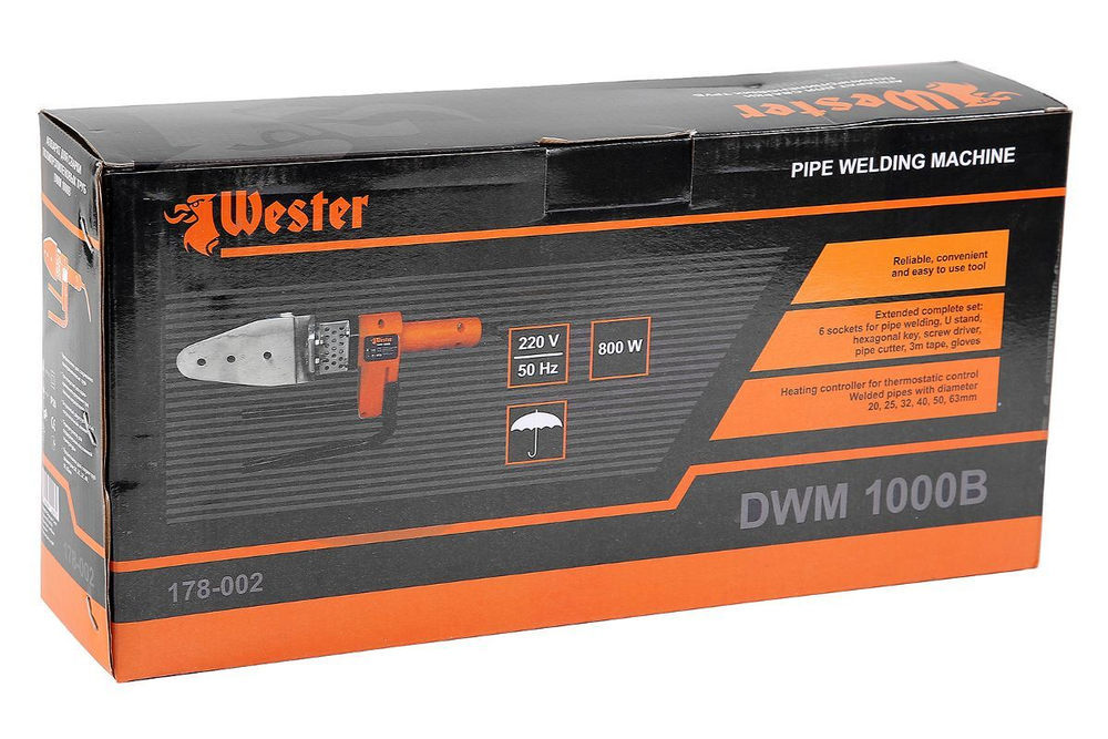 Аппарат для сварки полипропиленовых труб WESTER DWM1000B 800 Вт, с 6-ю насадками