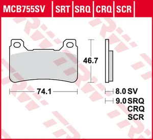 Колодки тормозные дисковые TRW MCB755SV