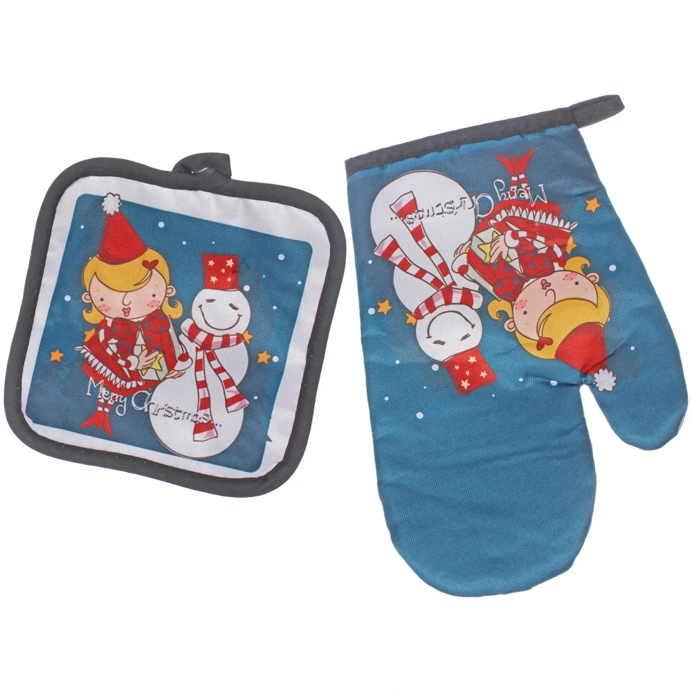 Прихватка в наборе с варежкой «Снеговичок», 17,5*17,5 см и 26*17 см