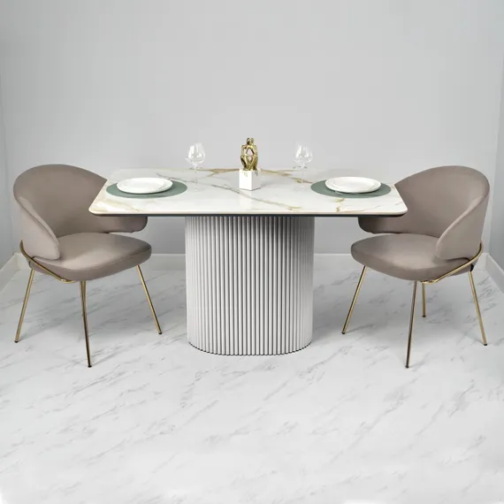 Стул Lime, серо-бежевый микровелюр с золотыми ножками