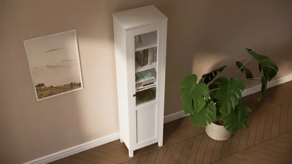 Шкаф-витрина стекло/панель - аналог IKEA HEMNES / ХЕМНЭС/ ХЕМНЕС / КЫМОР / ИКЕА 49х198х37 см, белый