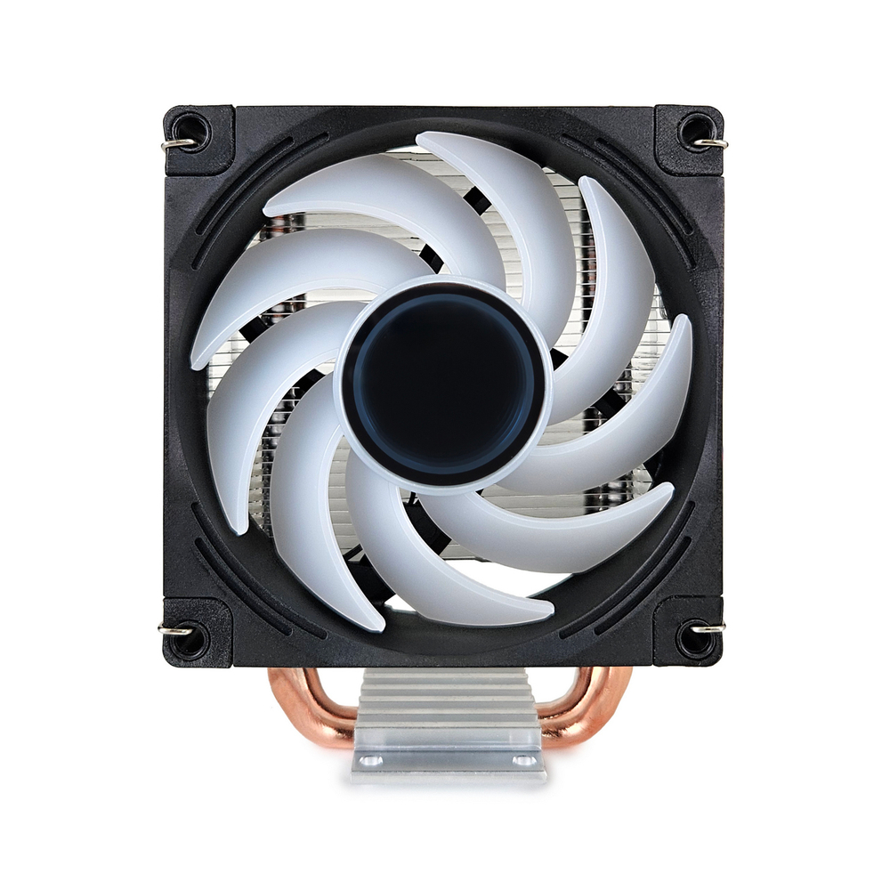 Кулер для CPU BaseTech 902SCR, 1х92мм, 700-2400rpm, 4-pin, Al+Cu, серебристый-черный-белый/FRGB, 44CFM, 23дБ, 2-PIPE(прямой контакт), TDP 110Вт, INTEL 1700/1200/115x/2011, AMD AM5/AM4/AM3(+)/AM2(+)/FM2(+) (BT-902SCR)