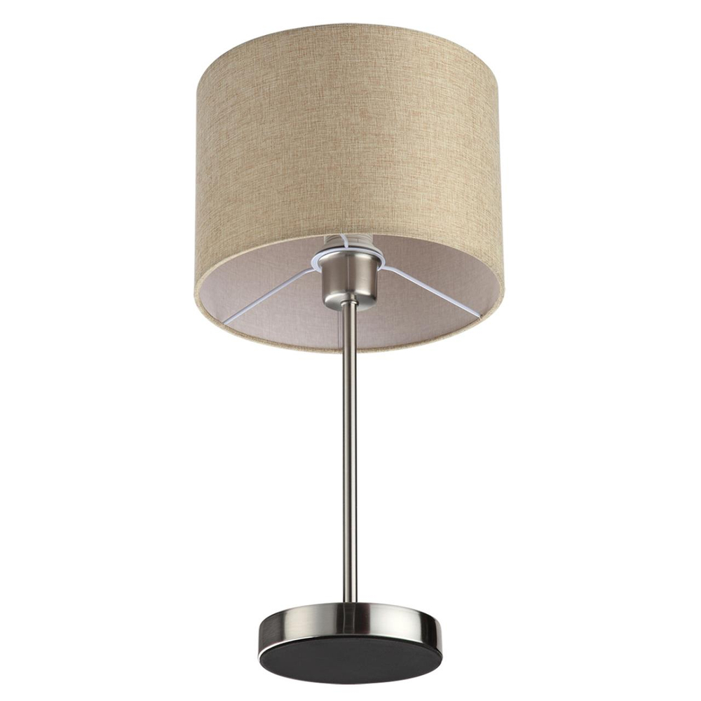 8250/1T MODERNI LN26 527  никель/бежевый, металл/текстиль Настольная лампа Е27 60W 220V NIKKI