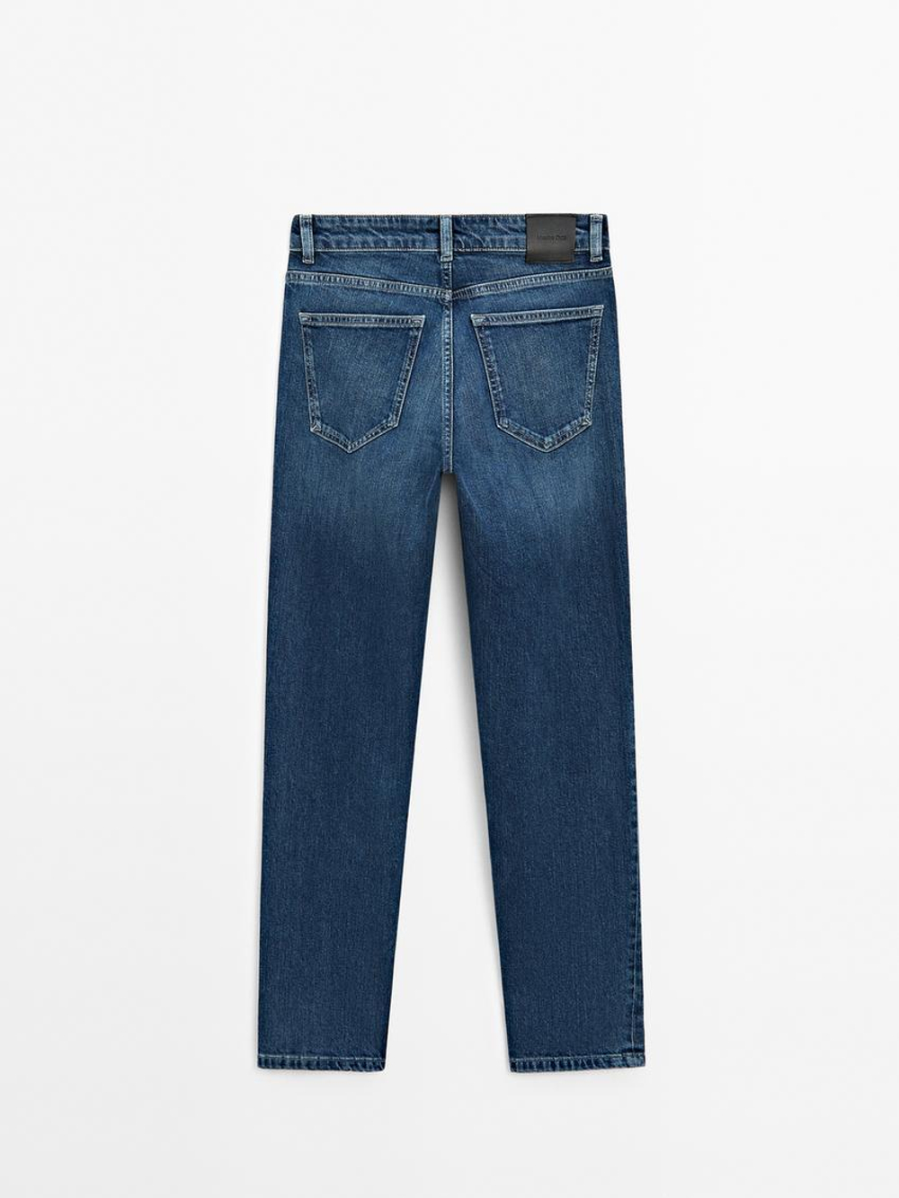 Massimo Dutti Укороченные зауженные джинсы со средней посадкой, синий