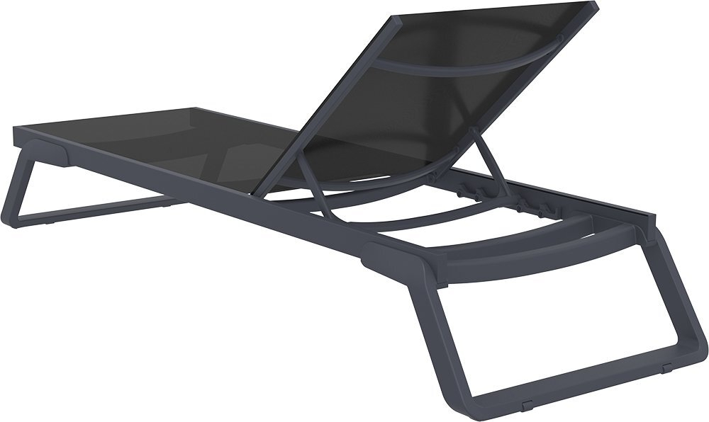 Шезлонг-лежак металлический Siesta Contract Tropic, черный, темно-серый