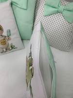 Комплект в кроватку 18 предметов "Кролик с мороженным зеленый", сатин