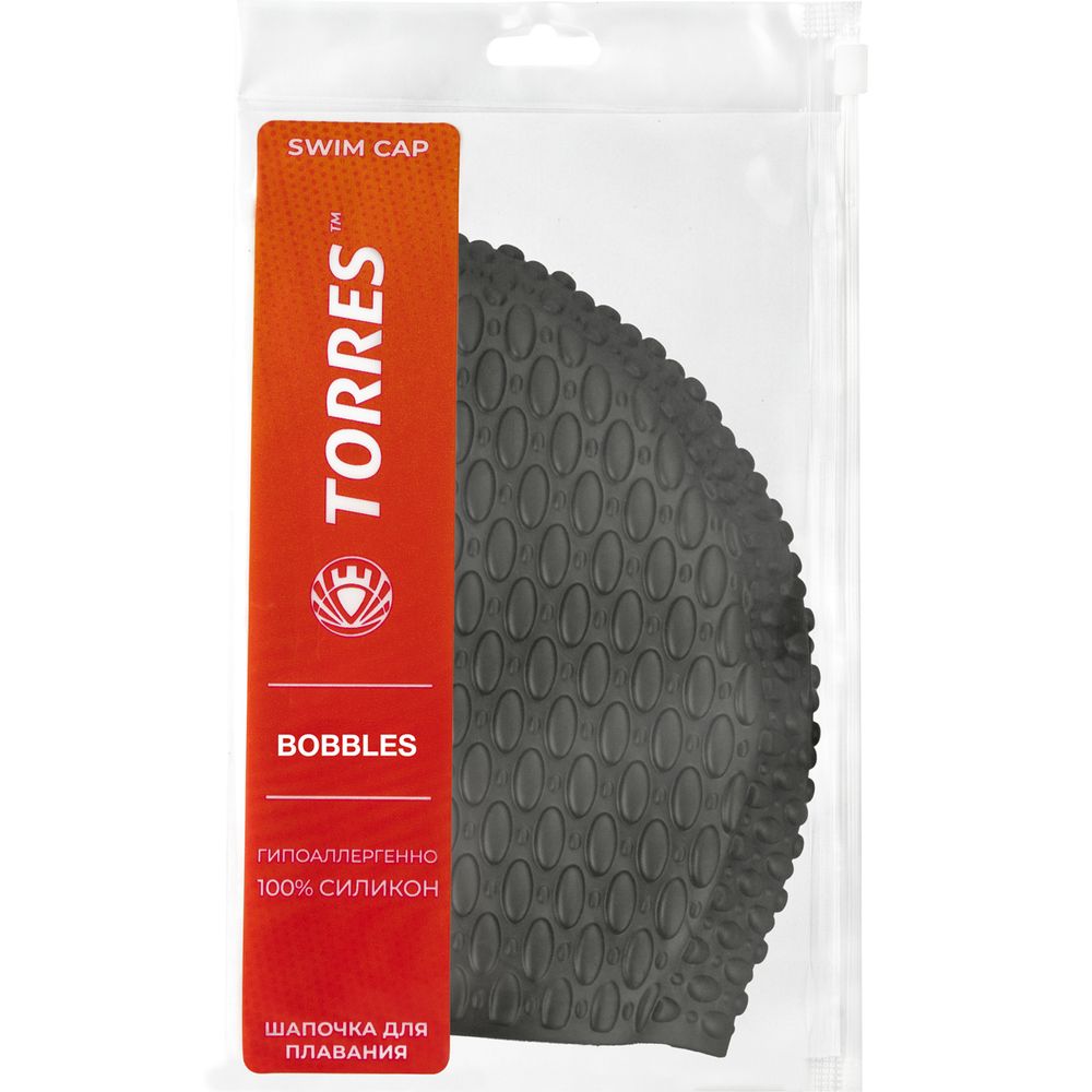Шапочка для плавания TORRES Bobbles, SW-12204BK, черный, силикон