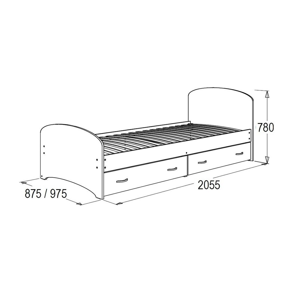 Кровать "Фант-6"  900х2000 (венге/дуб млечный), ЛДСП, Фант-мебель