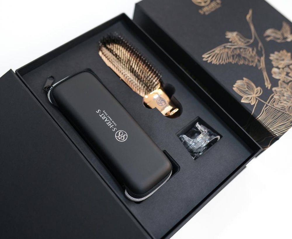 S-HEART-S Подарочный набор с расческой PREMIUM и чехлом (Золото с короткой ручкой)