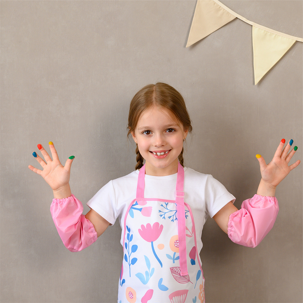 Фартук для творчества с застёжкой фастекс. Цветочный принт