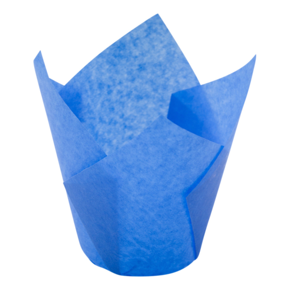 Капсулы-тюльпаны для капкейков 90х50 мм Синие ( Blue ) 10 шт