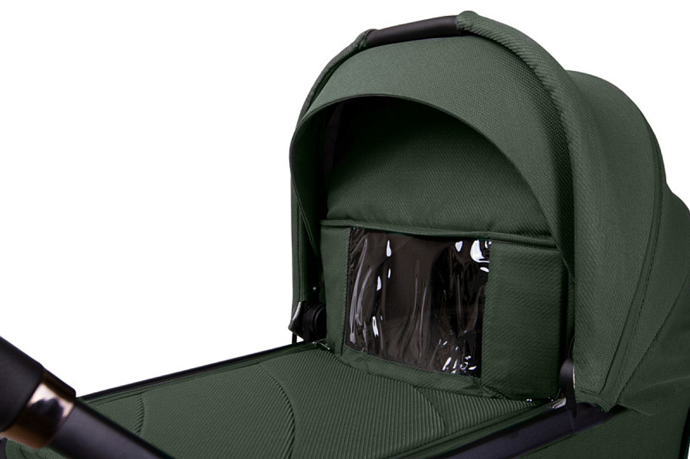 Детская коляска Peppy Monaco 3 в 1 с автокреслом Rise Oliva Green (зеленый), рама черная