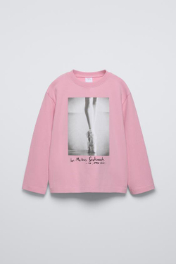 ZARA ФУТБОЛКА СВОБОДНОГО КРОЯ, РОЗОВЫЙ