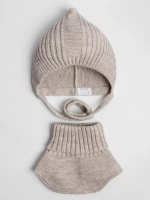 Чепчик и снуд детский на осень светло-бежевый