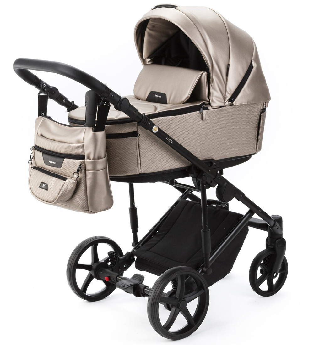 Детская коляска Adamex Zico Deluxe New 2 в 1 ZN-SM06 (БЕЖЕВАЯ ПЕРЛ. КОЖА)