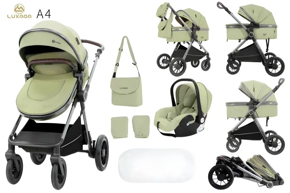 Детская коляска-трансформер Luxmom A4 3в1 (зеленый)