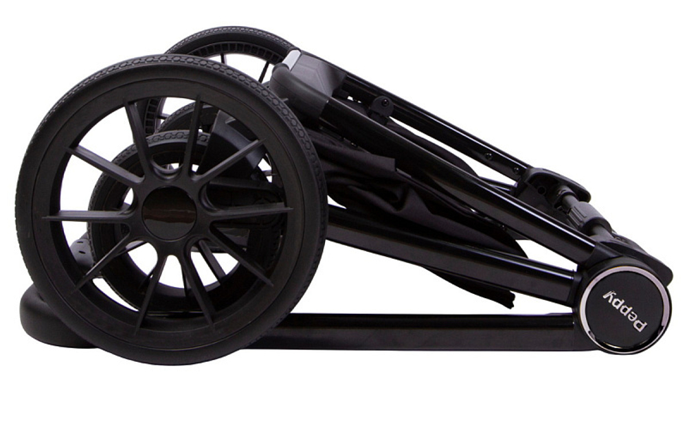 Детская коляска Peppy Monaco 3 в 1 с автокреслом Rise Brilliant black (черный), рама черный глянец