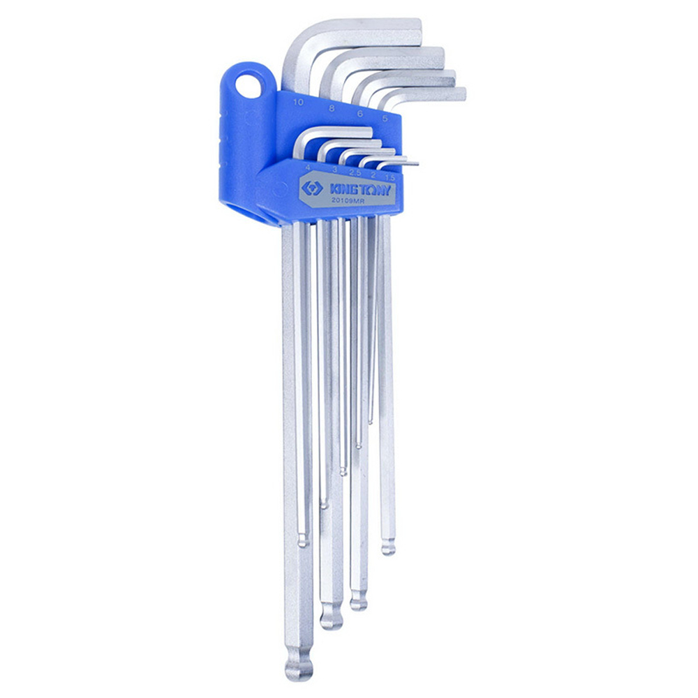 Набор Г-образных шестигранников 1,5-10 мм, с шаровым окончанием, 9 предметов KING TONY 20109MR