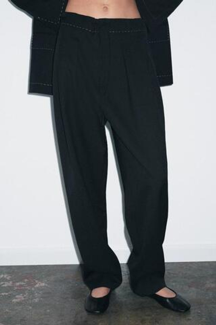 ZARA БРЮКИ С ДЕКОРАТИВНОЙ СТРОЧКОЙ — ZW COLLECTION LIMITED EDITION, ЧЕРНЫЙ