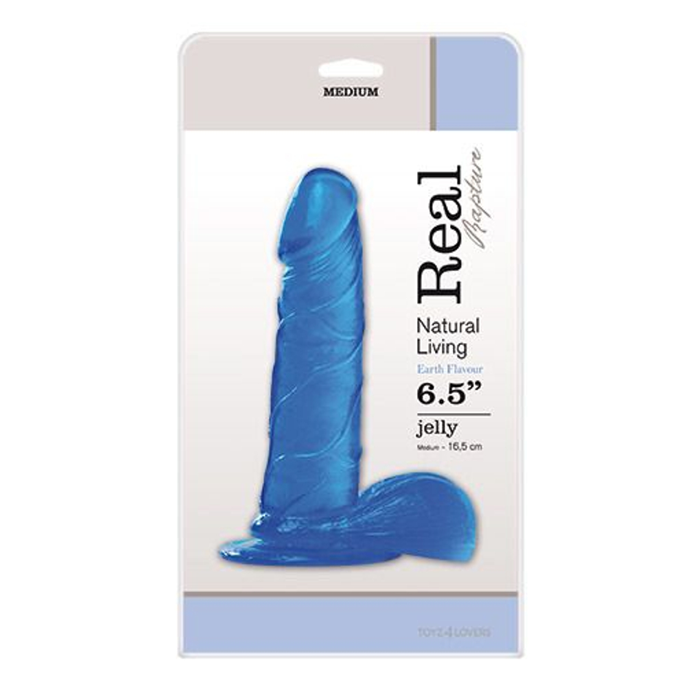 Синий фаллоимитатор JELLY DILDO REAL RAPTURE BLUE 6,5 - 16,5 см. (Цвет: синий)