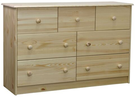 Комод 7 ящиков Хаба из массива сосны, бежевый