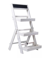 Подставка для цветов напольная 3 полки из массива сосны Флорэль, деревянная этажерка для цветов, разборная, покрытие белый бейц