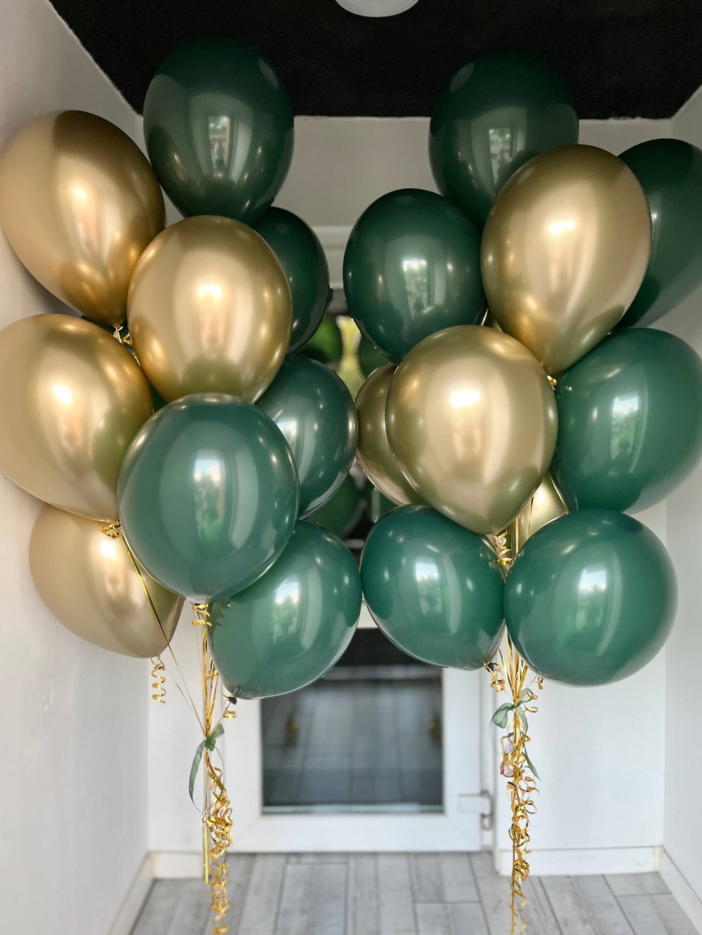 Воздушные шары зелено-золотые №3453