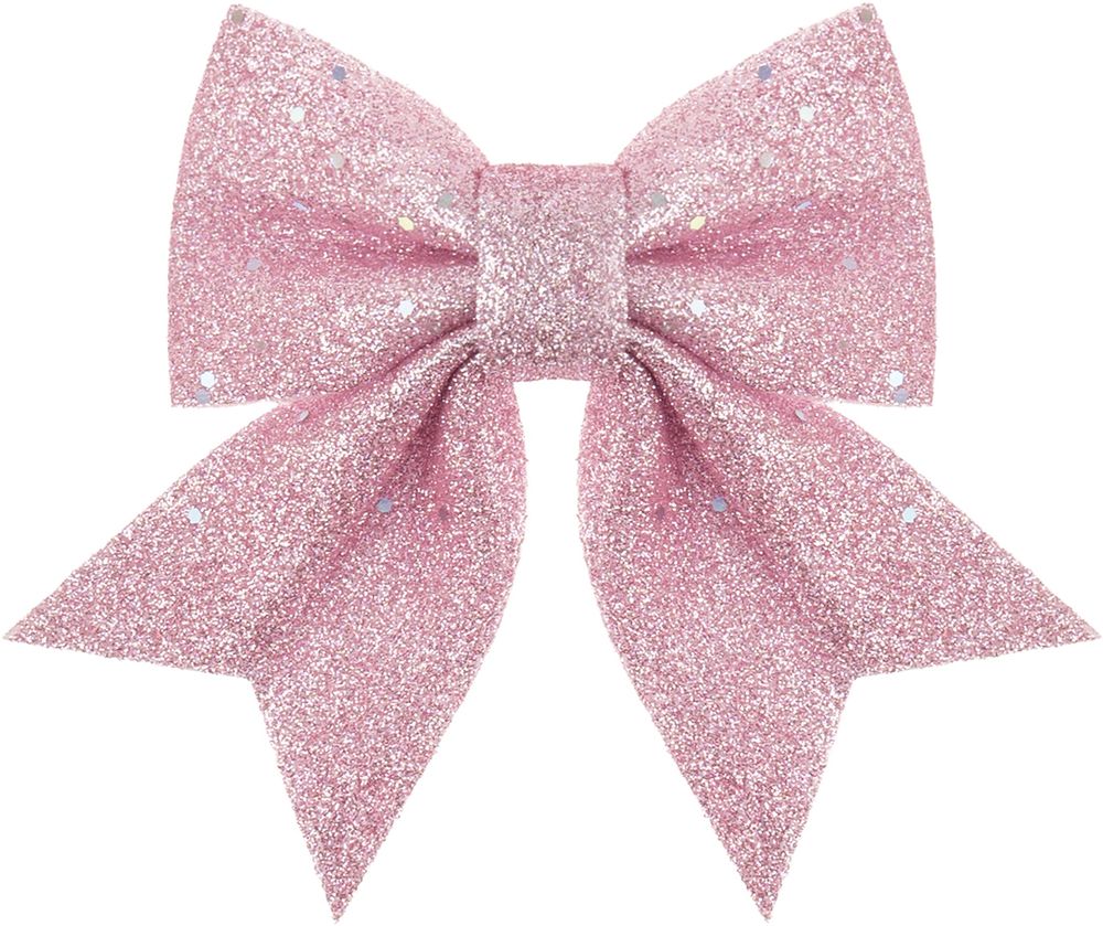 Декоративный бант Праздничный, Розовый, с блестками, 12*15 см, 2 шт. в упак.