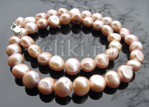 бусы из розового жемчуга барокко