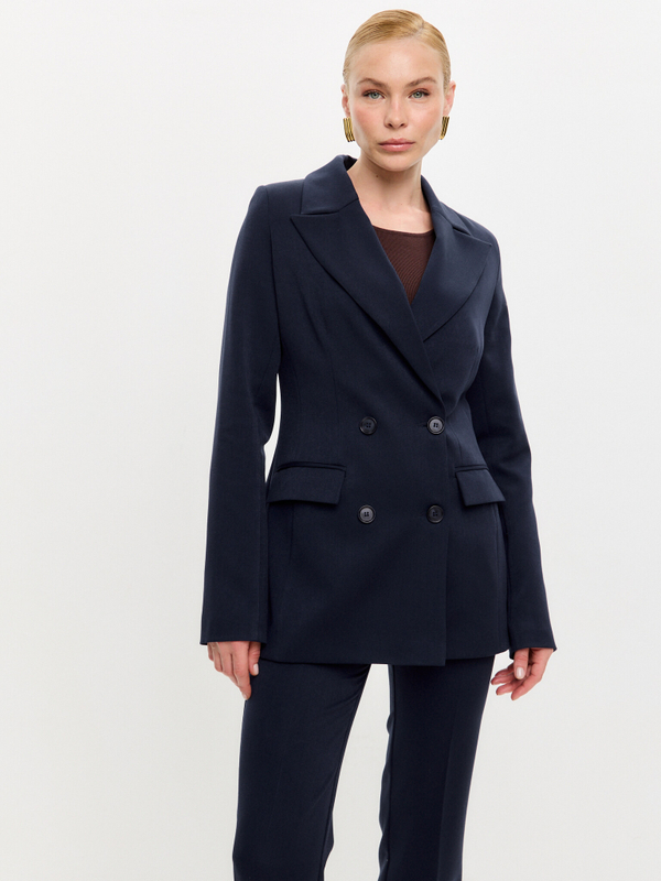 Тёмно-синий двубортный жакет Harper