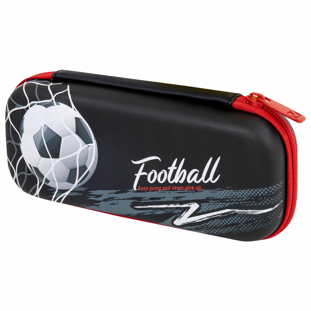 Пенал BRAUBERG 1 отделение 1 откидная планка EVA 3D 22х10х5 см "Goal" (2 штуки в упаковке)