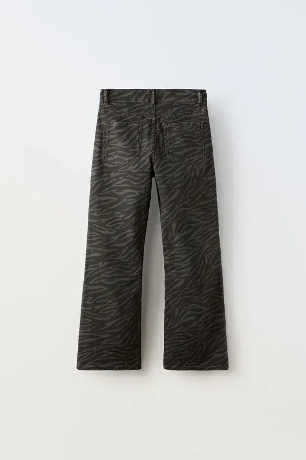 ZARA ДЖИНСЫ BOOTCUT С ПРИНТОМ «ЗЕБРА», СЕРЫЙ