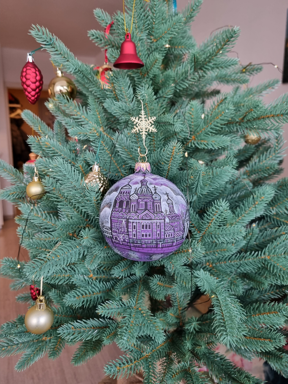 Шар стеклянный "Спас на крови",  ручная роспись