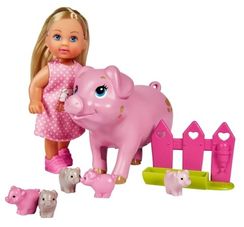 Kukla  Еви 12 см со свинкой и поросятами