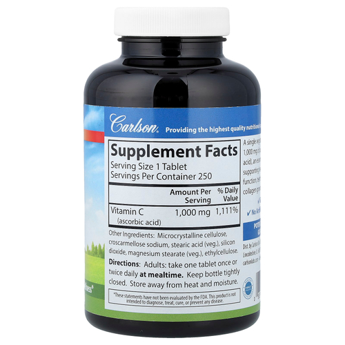 Carlson, Витамин C, 1000 мг, 250 вегетарианских таблеток