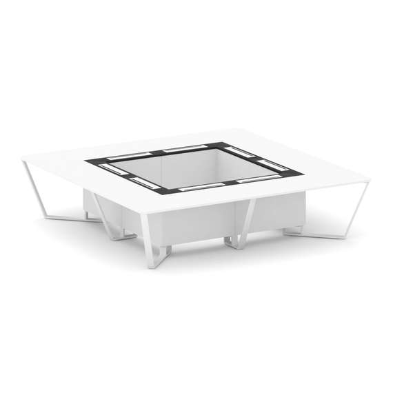 Steel Meet Стол переговорный квадратный KM-PR.B.SP-16K Белый Бриллиант/Графит Глянец/Металл Белый 32