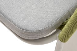 "Марсель" стул плетеный из роупа, каркас алюминий светло-серый (RAL7035) шагрень, роуп салатовый меланж круглый, ткань светло-серая