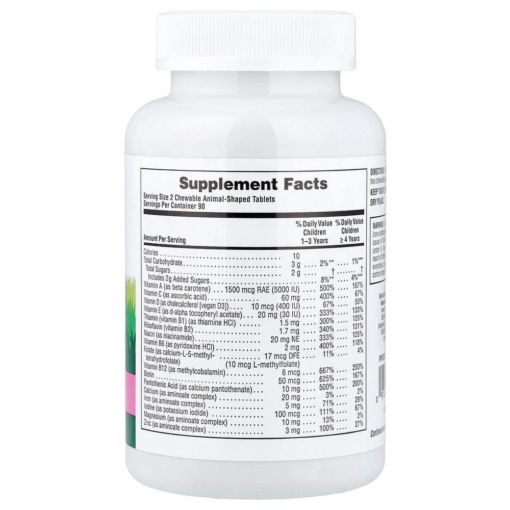 NaturesPlus, Animal Parade®, жевательные мультивитамины для детей, со вкусом арбуза, 180 таблеток в форме животных