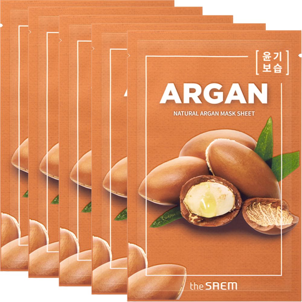 The Saem Natural Argan Mask Sheet, Маска для лица тканевая с экстрактом арганы 21 мл 1шт