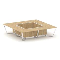 Steel Meet Стол переговорный квадратный MDK-PR.B.SP-16K Тиквуд Светлый/Нержавеющая Сталь/Хром 3200*3