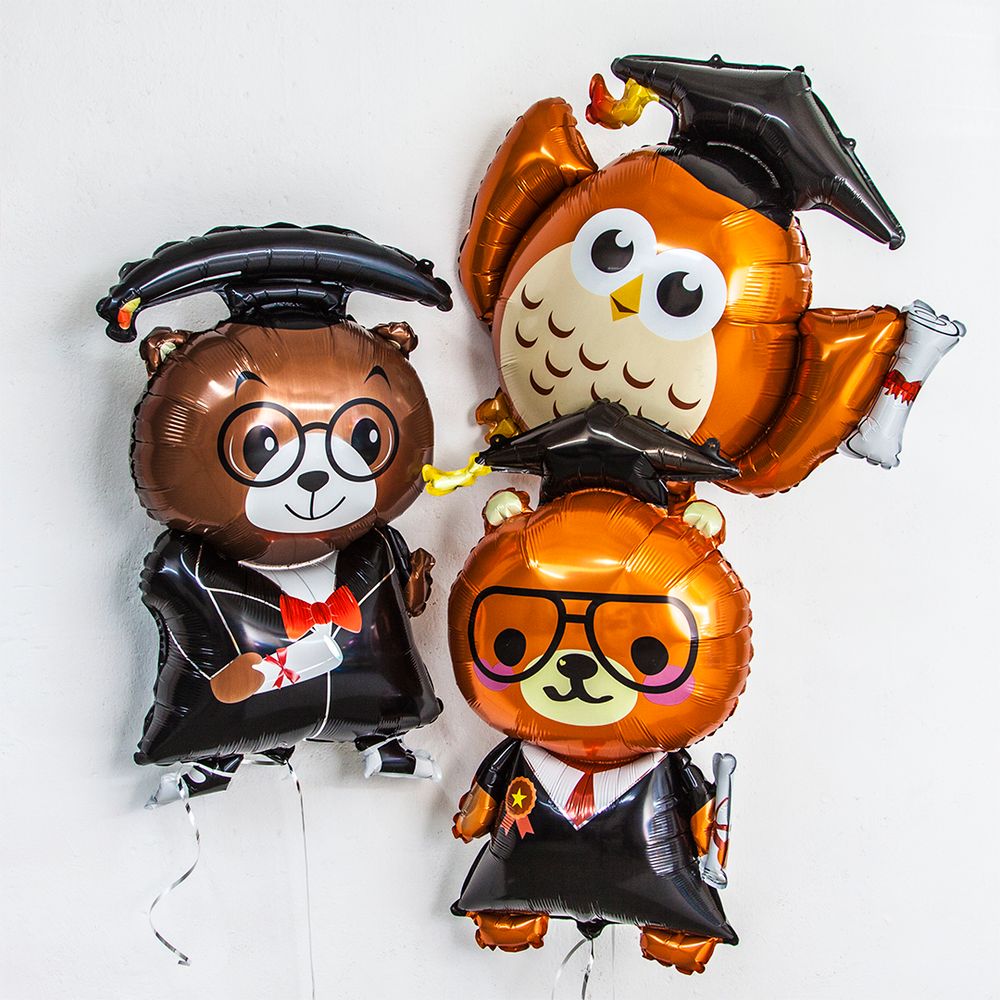 Шар (36''/91 см) Фигура, Медвежонок Выпускник, 1 шт.