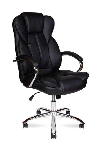 Кресло офисное Норден / Верса / (black) сталь + хром / черная экокожа