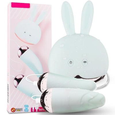 Мятный вибратор Lemon Rabbit с 2 виброяйцами (Цвет: мятный)