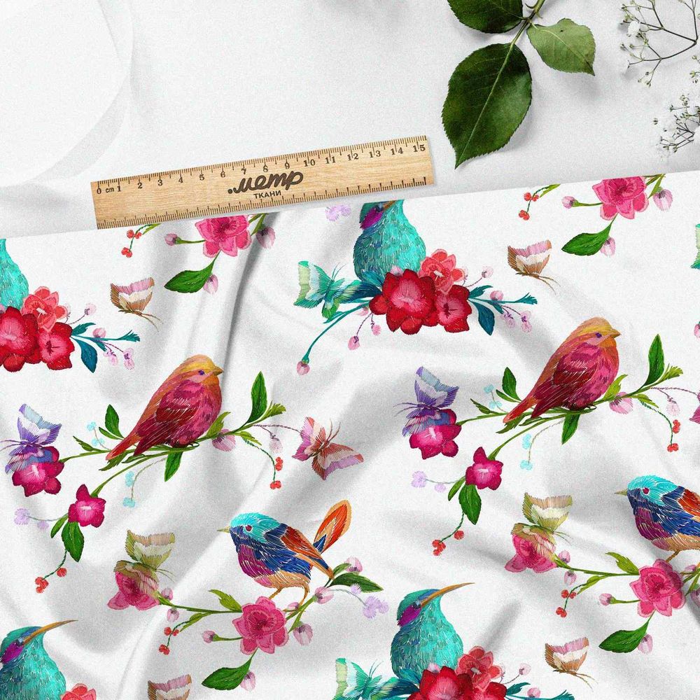 Ткань сатин птичьи споры